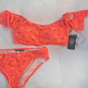 Bikini Vince Camuto Sexy Bikini Pineapple Print Swimsuit Pink Multi color L